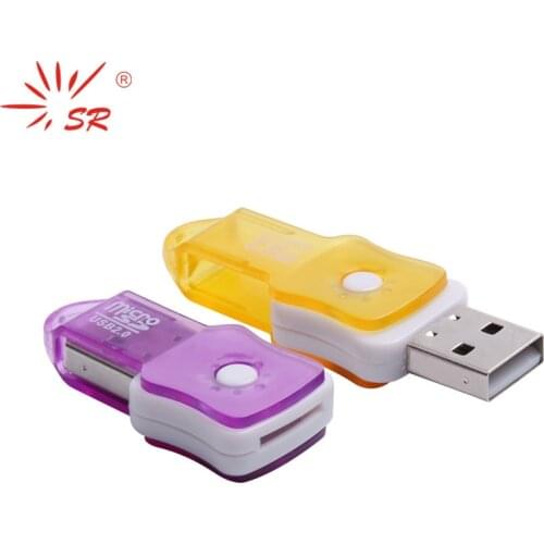 SR Portable USB Card Reader The Rotatable Violin Style High Speed Micro SD Card T-Flash Memory Card Up to 64GB 3 Colors