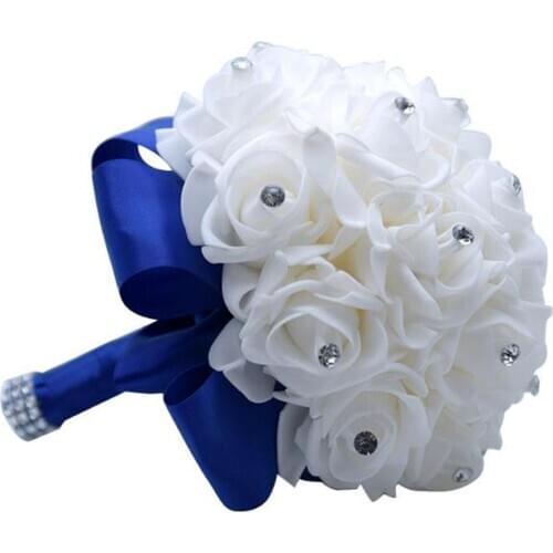 Wedding bouquet PE Rose Bridesmaid WeddingFoam flowers Rose Bridal bouquet Ribbon Fake Wedding de noiva