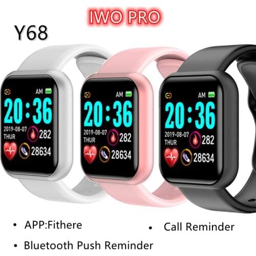 Y68 Smart Watch 2020 Men Women Blood Pressure Heart Rate Monitor Bluetooth Fitness D20 Watch Smart Bracelet For Android IOS