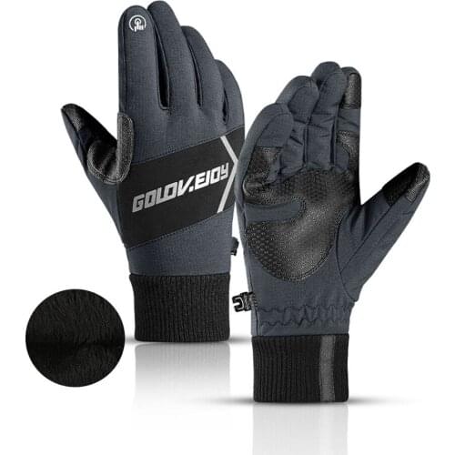 Winter Outdoor Sports Ski Mountaineering Waterproof Non-Slip Gloves Two-Finger Touch Screen Warm All-Finger Cycling Gloves