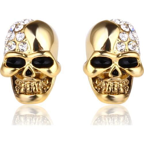 High Grade Rock Punk Crystal Skull Earrings For Women Men Hip Hop Rhinestone Stud Ear Jewelry Party Gifts Dropshipping