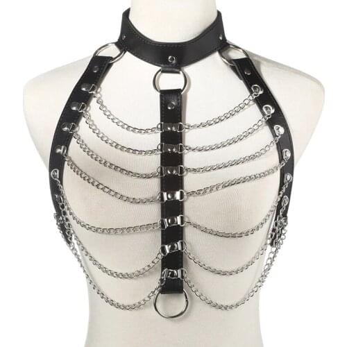 2021 New Sexy Body Harness Chain Women Punk Goth Party Bodychain Fashion Festival Outfits Jewelry Cosplay Accessories