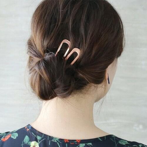 Women Fashion Head Hairpin Lady Korean Metal U-shaped Hair Sticks