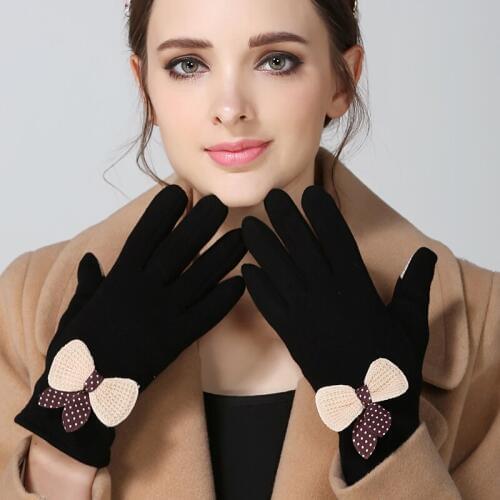 Women 's autumn and winter paragraph plus velvet thickening driving cycling warm cold touch cotton gloves