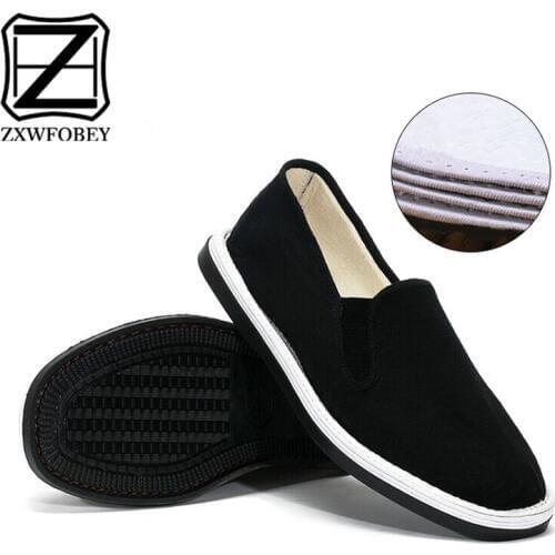 ZXWFOBEY Men Breathable Casual Shoes Men Chinese Kung Fu Winter Moccasins Men Rubber Cotton Flat Shoes Men Winter Sneakers Fur