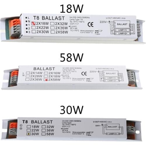 1Pc T8 220-240V AC 2x58W Wide Voltage Electronic Ballast Fluorescent Lamp Ballasts