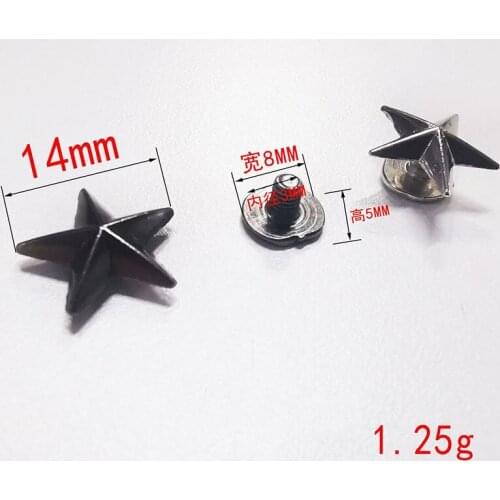 10Pcs/Batch Diameter 14mm Convex Five Pointed Star Rivet Hardware With Screw Decoration Leather Craft Bag