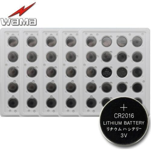 100x Wama Lithium Battery CR2016 3V Button Cell Batteries LM2016 BR2016 DL2016 KCR2016 Primary Coin 2016
