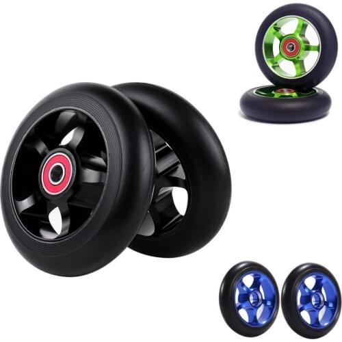2Pcs 100mm Scooter Replacement Wheels with Bearings Aluminum Wear-Resistant PU Scooter Parts Scooter Accessories