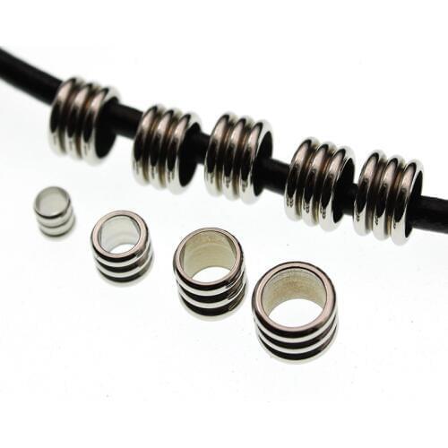 20pcs Stainless Steel Metal Spacer Tube Beads for Jewelry Making Charms Slider Big Hole 3 4 5 6 MM DIY Bracelet Leather Cord