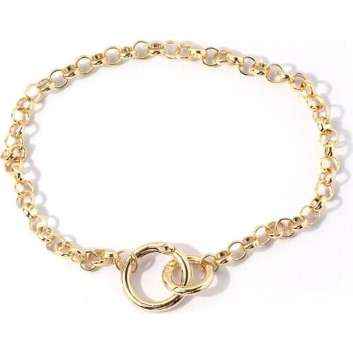 2020 Europe Hot Selling Chain Necklace In Gold and Silver Color Stocks Selling Two Circle Connect Fashionable Choker Necklace