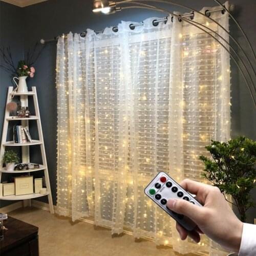 3M*3M 300LEDs AA battery powered LED Curtain Fairy String Light Remote Controlled Wedding Party Home Garden Wall Bedroom Outdoor