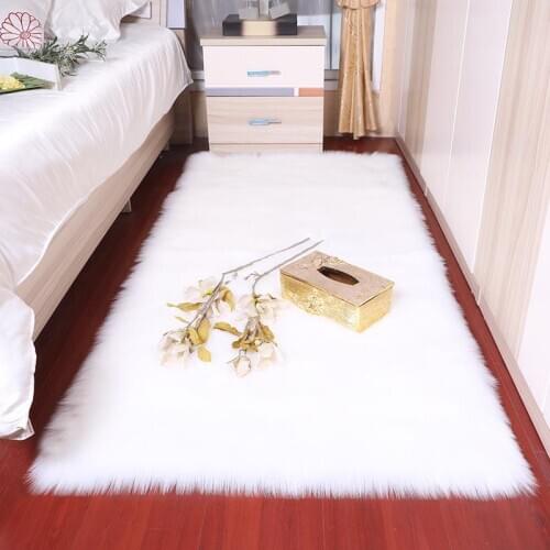 33Bedroom carpet Soft fluffy Sheepskin Fur Area Rugs nordic red center living room carpet Bedroom Floor White Faux Fur Bedsid