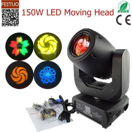 4PCS/LOT Hot Sell 3Prism 150w Led Spot Moving Head Light Wedding Music Party Disco Stage Gobo Lights Powercon Equipment Lighting