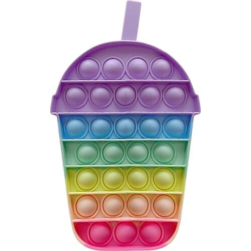 Anti-Stress Milk Tea Cup Push Bubble Simpl Dimmer Press Board Cup Mat Kid Adult Family Simple Dimple Game Fidget Toy Gift 1pc