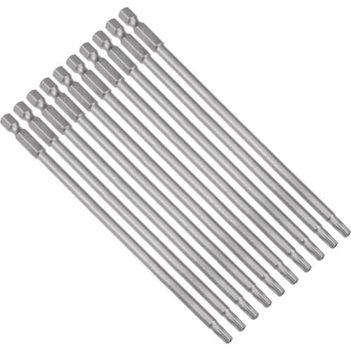Uxcell 10 Pcs 1/4" Hex Shank T25 Magnetic Security Torx Screwdriver Bits 150mm Length