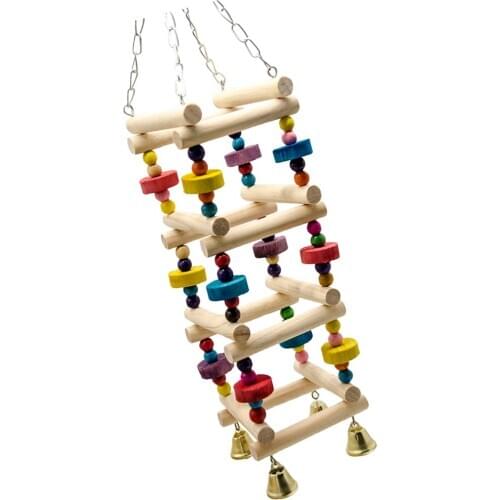 Bird Parrot Wooden Ladder for Bird Parrot Climbing & Chewing random