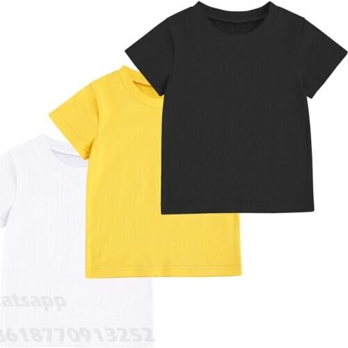 Children Solid Color Cotton T-shirt 2021 Summer Unisex Short Sleeve O Neck Top T-shirts Simple and Classic Top for Summer Wear