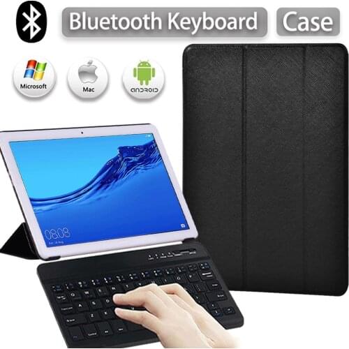 For Huawei MediaPad T3 10 9.6/T5 10 10.1" PU Leather Folding Stand Cover for AGS2-W09/L09/L03/W19 Tablet Case+Bluetooth Keyboard