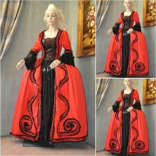 Historical!Customer-made Red Vintage Costumes Cosplay Renaissance Dress Steampunk dress Gothic Cosplay Halloween Dresses C-736