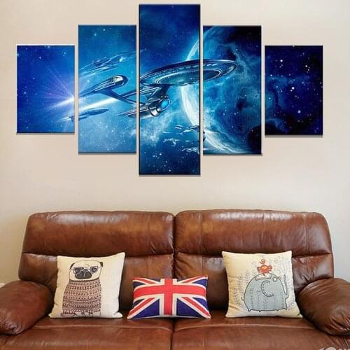 Canvas Wall Art for Living Room 5 Piece Paintings Star Trek Star Ship Enterprise Pictures Modern Artwork Home Decor Posters Prin