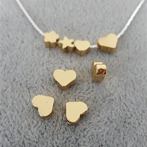 20pcs/lot Metal Charms for Jewelry DIY Making gold heart or star Beads Spacer Bead for necklace