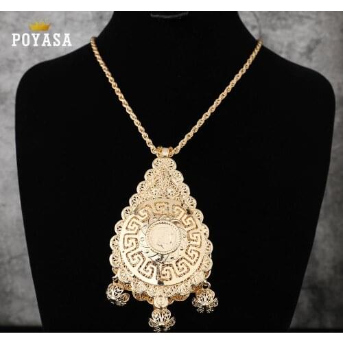 Gold Color Fashion Ethnic Women Vintage Pendant Necklace Wedding Jewelry