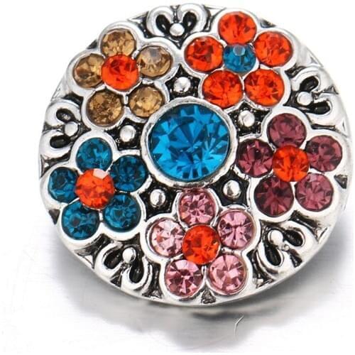 Fashion Beauty Round Rhinestone Flower 18MM snap buttons fit snap bracelet snap jewelry wholesale KZ2063