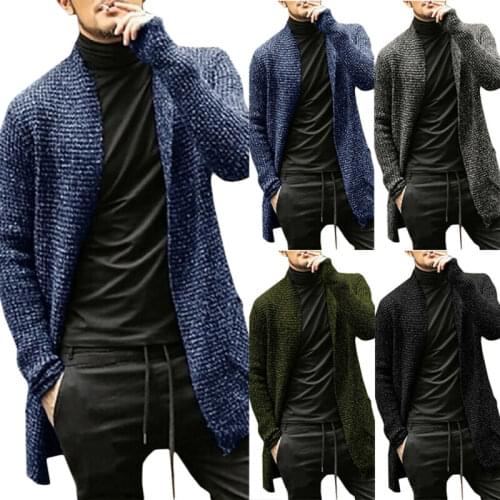 Fashion Men Blazer Knitted Sweater Cardigan Coat Jumper Long Jackets Top Outwear