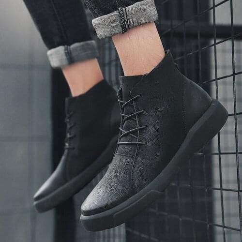 Mens Boots Men Chelsea Boots outdoor Ankle Boots genuine High-top Boots Vogue Walking Shoes Wear Resistant Casual Shoes menko9