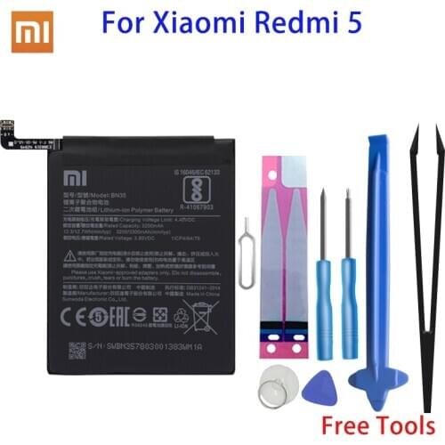 Xiao Mi Original Phone Battery BN35 3000mAh For Xiaomi Mi Redmi 5 Redmi5 High Quality Replacement Battery Free Tools