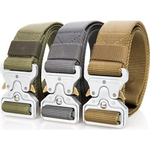 Belts For Men Tactical Belt Army Belt Outdoor Metal Silver Buckle Heavy Duty Training Hunting Mens Training Strap 3 Color Belts