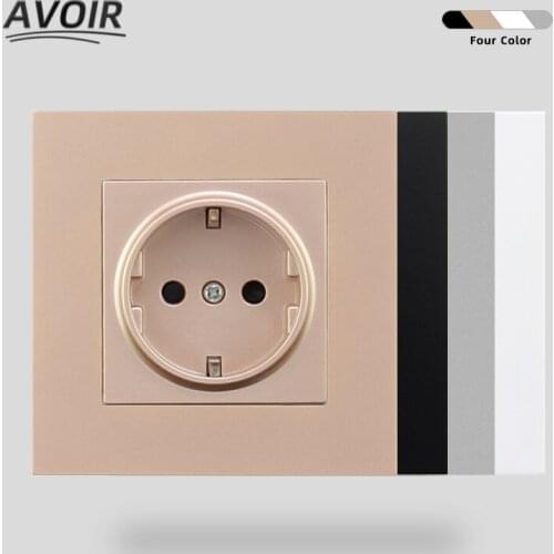 Avoir Wall Electrical Outlets EU European Standard Plug Power Socket Home Improvement PC Plastic Panel AC110V-250V 16A 86mm*86mm