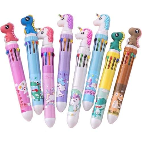 10 Color Kawaii Animal Cartoon Ballpoint Pen Cute School Office Supply Stationery Papelaria Escolar Multicolor Pen for Girl Gift