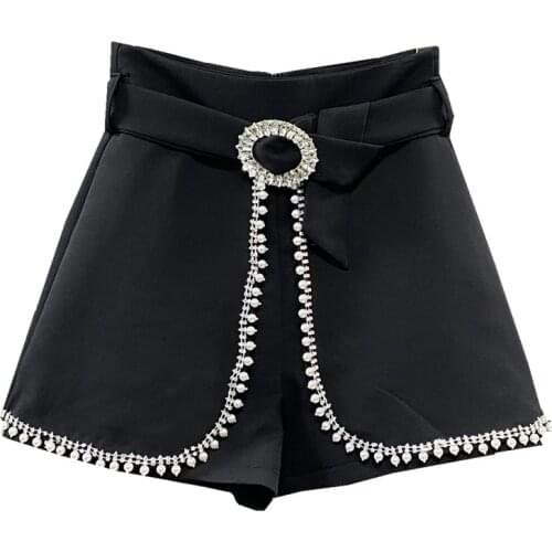 Shorts Womens 2020 New Korean-Style High Waist Slim Wide-Leg All-match Spring and Summer Shorts Students Shorts S-2XL Black