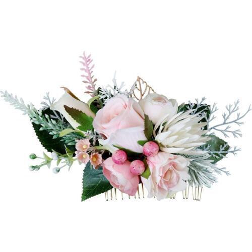 Bridal hair accessories plate hair plug comb handmade cloth simulation flower bud hair comb beach straw hat decoration