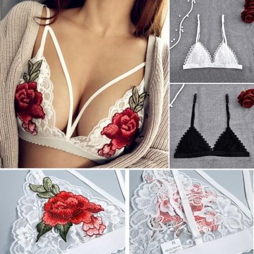 Comfortable Sexy Unpadded Lace Bralette Bra Intimates Brassiere Bras for Women Floral Wire Free Thin Summer Lingerie Underwear