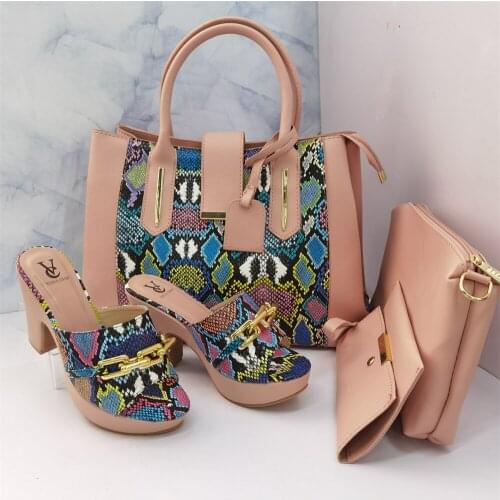 Confortable2022 Pink Color Classics Style Office Lady Nigerian Women Shoes and Bag Set Italian Ladies Matching Shoes and Bag Set
