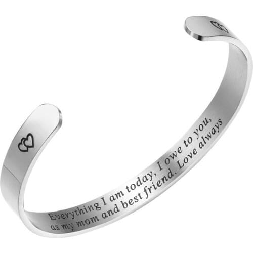 Inspirational Expandable Wide Bracelet Stainless Steel Cuff Bangles Bracelet Love Family Jewelry Gift for Mom