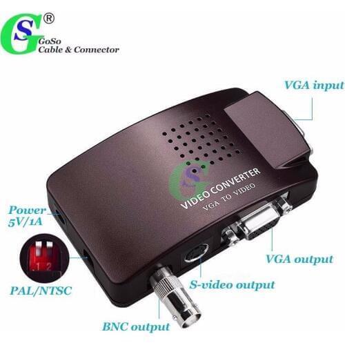 Gusuo Video Converter Computer VGA to BNC VGA S-video Box Video Monitor Host PC Mac Laptop Connected to TV AV Adapter