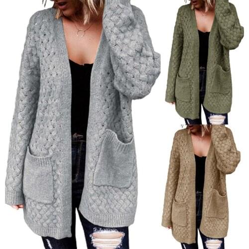 2021 Women Cardigan Winter Cashmere Sweater Long Sleeve V neck Womans Sweater Cardigans jersey knit Jumpers Pull Femme Coat