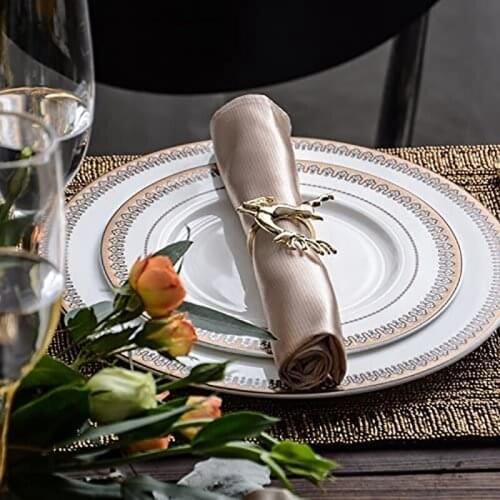 Gold Elk Chic Napkin Rings for Place Settings Wedding Christmas Thanksgiving Home Kitchen Dining Table 8Pcs