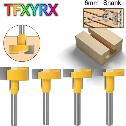 1pc/4pcs 6mm Shank T-slot&T-track Slotting Router Bit Woodworking Chisel Cutter for Wood CNC Machine Milling Tools