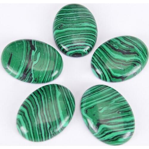 1PC Natural Stone Green Malachite Cabochon Beads Oval CAB 30x40mm Semi-precious Stones Fit Handmade Jewelry Women Men J010