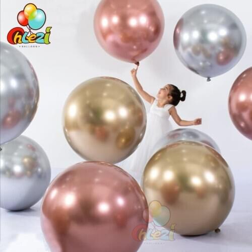 10pcs 36 inch Metallic Round Latex Balloons Gold silver Chrome large Balloon Birthday wedding decoration Globos Party Supplies