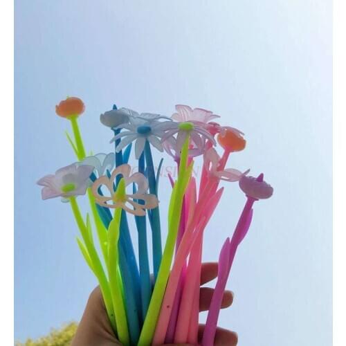 10pcs color changing flower gel pen signature writing pen color changing student office silicone black pen