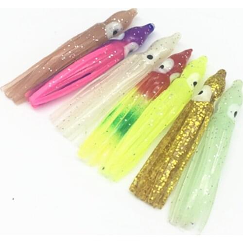 100Pcs*5cm Fishing Artifical Luminous octopus skirt squid lure octopus Rig soft bait squid lures