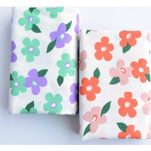 140CM Width Cartoon Flower Plain Cotton Fabric for Sewing Dress Printed Tissue For Kids Clothes Patchwork DIY Material