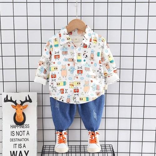 Spring Autumn Children Cartoon Casual Children Boys Cartoon Shirt Pants 2pcs/sets Baby Girls Costume Toddler Fashion Tracksuits