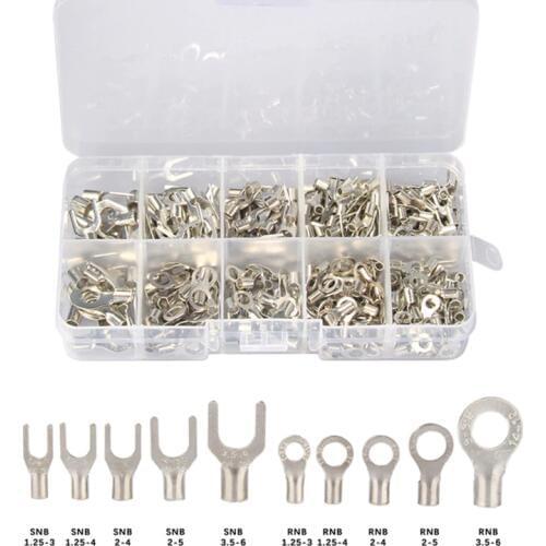 320Pcs Non-Insulated Ring Fork U-type Brass Terminals Assortment Kit Cable Wire Connector Crimp Spade Terminals Assorted set